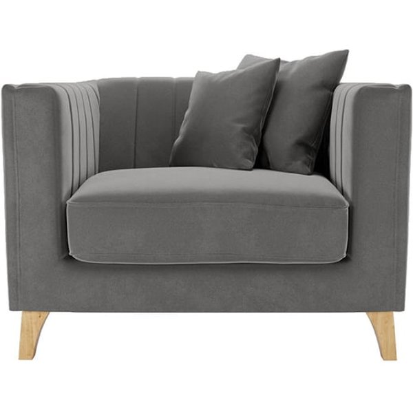 Barra Armchair, grey, Leg colour: like oak