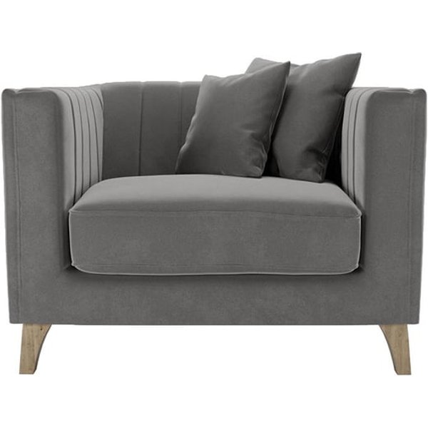 Barra Armchair, grey, Leg colour: wax black