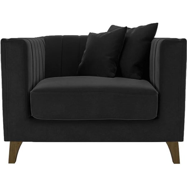 Barra Armchair, black, Leg colour: dark oak
