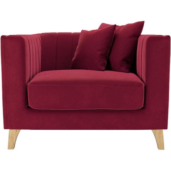 Barra Armchair, dark red, Leg colour: like oak
