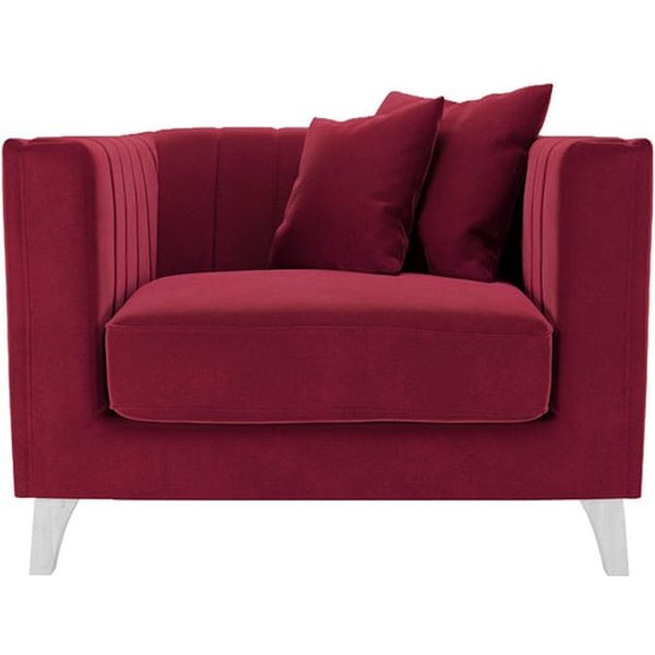 Barra Armchair, dark red, Leg colour: white