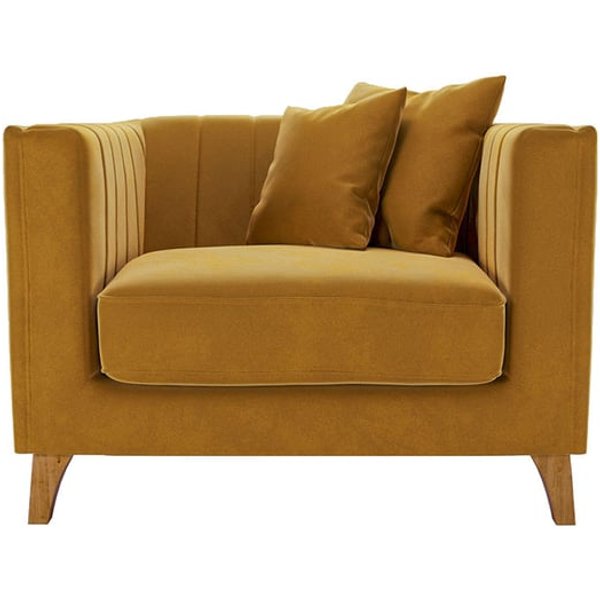 Barra Armchair, mustard, Leg colour: aveo