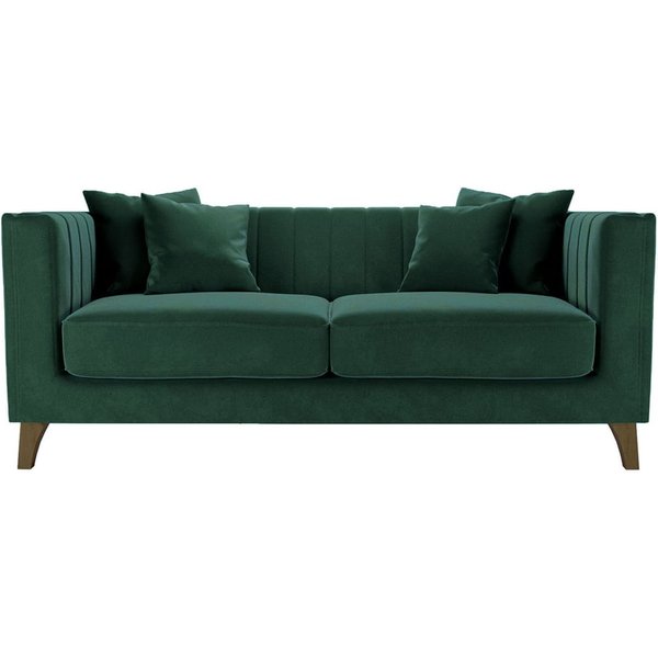 Barra 2 Seater Sofa, dark green, Leg colour: dark oak