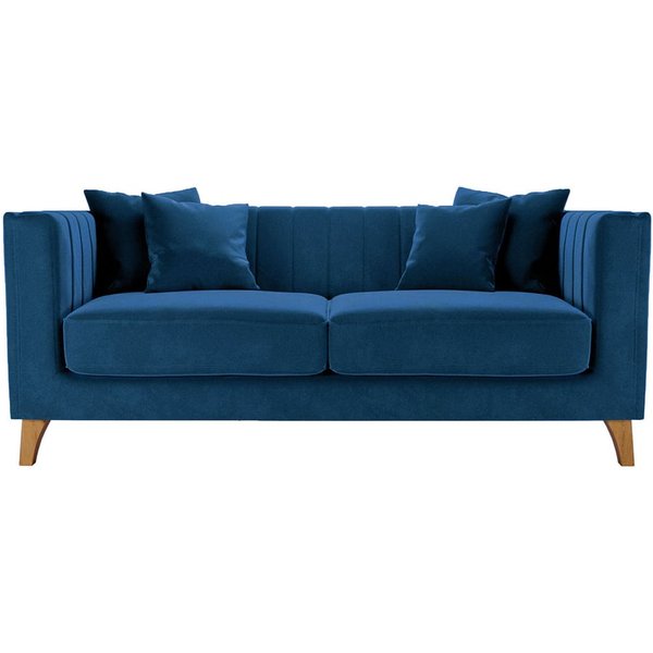 Barra 2 Seater Sofa, blue, Leg colour: aveo