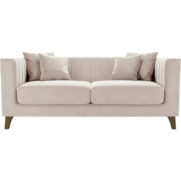Barra 2 Seater Sofa, light beige, Leg colour: dark oak