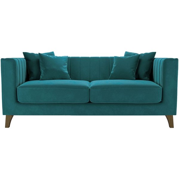 Barra 2 Seater Sofa, V 36 - Peacock, Leg colour: dark oak
