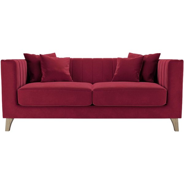 Barra 2 Seater Sofa, dark red, Leg colour: wax black
