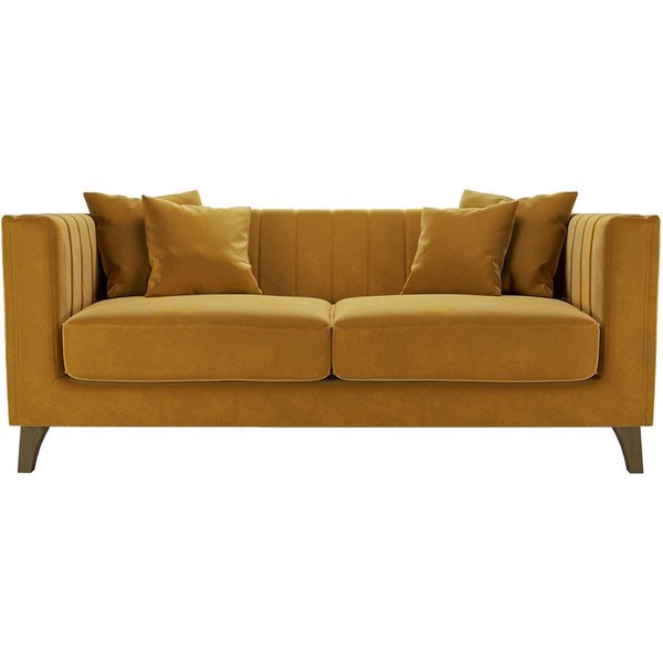 Barra 2 Seater Sofa, mustard, Leg colour: dark oak
