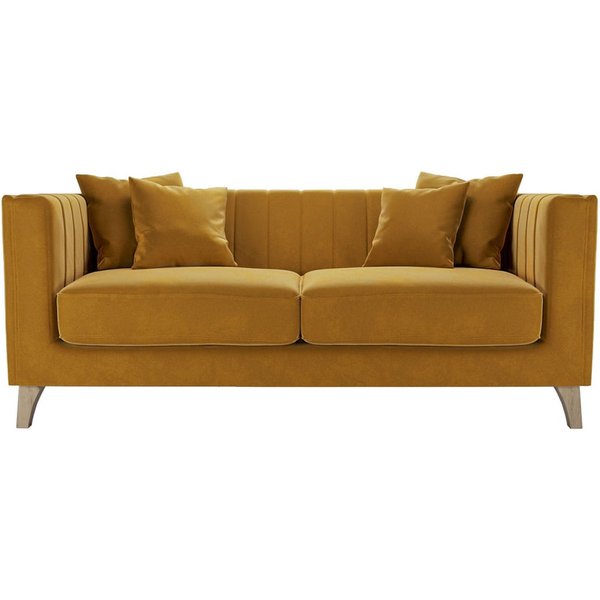 Barra 2 Seater Sofa, mustard, Leg colour: wax black
