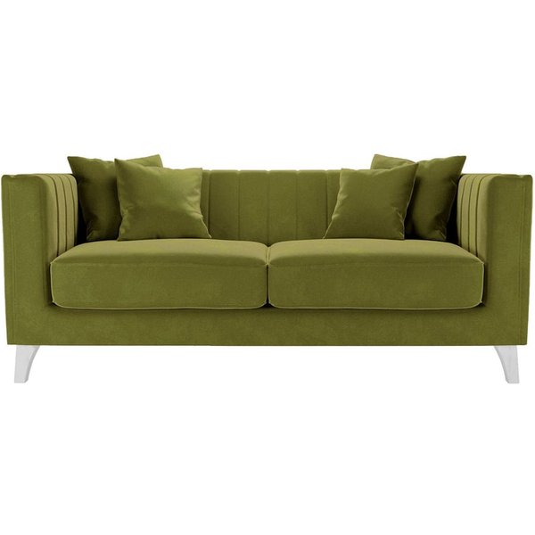 Barra 2 Seater Sofa, olive green, Leg colour: white