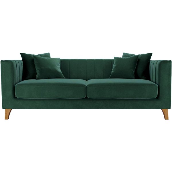 Barra 3 Seater Sofa, dark green, Leg colour: aveo