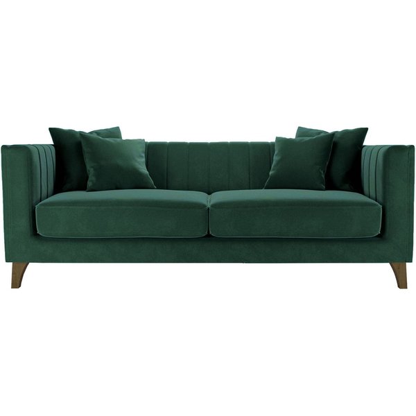Barra 3 Seater Sofa, dark green, Leg colour: dark oak