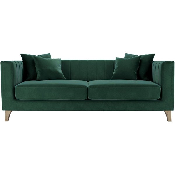 Barra 3 Seater Sofa, dark green, Leg colour: wax black