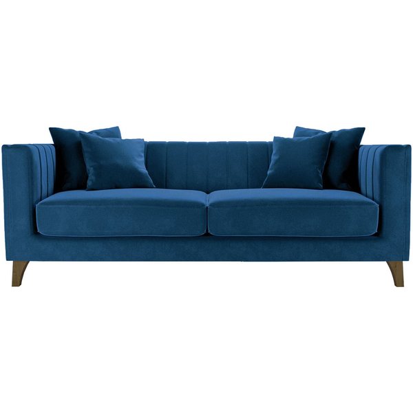 Barra 3 Seater Sofa, blue, Leg colour: dark oak