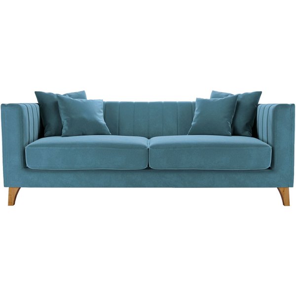 Barra 3 Seater Sofa, dirty blue, Leg colour: aveo