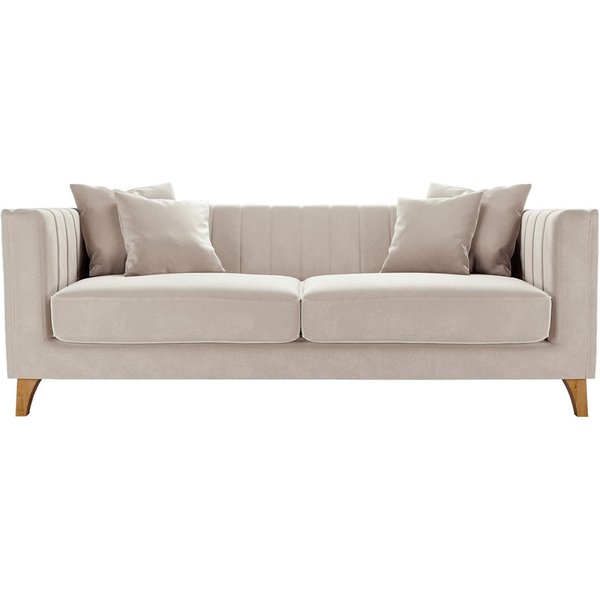 Barra 3 Seater Sofa, light beige, Leg colour: aveo