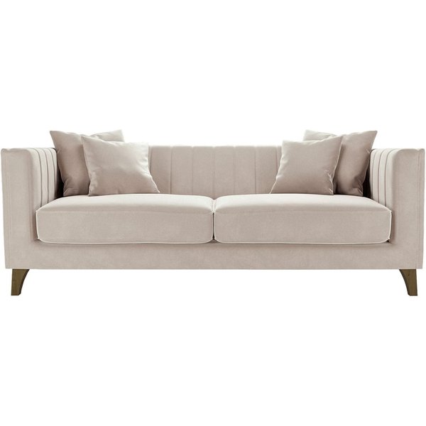 Barra 3 Seater Sofa, light beige, Leg colour: dark oak