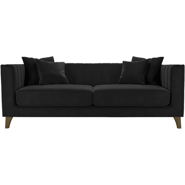 Barra 3 Seater Sofa, black, Leg colour: dark oak