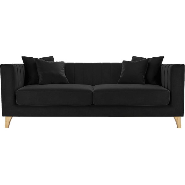 Barra 3 Seater Sofa, black, Leg colour: like oak