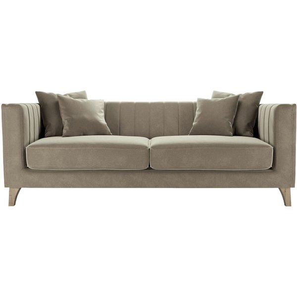 Barra 3 Seater Sofa, mink, Leg colour: wax black