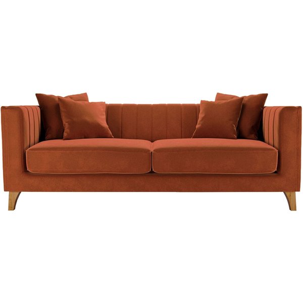 Barra 3 Seater Sofa, V 33 - Rust, Leg colour: aveo