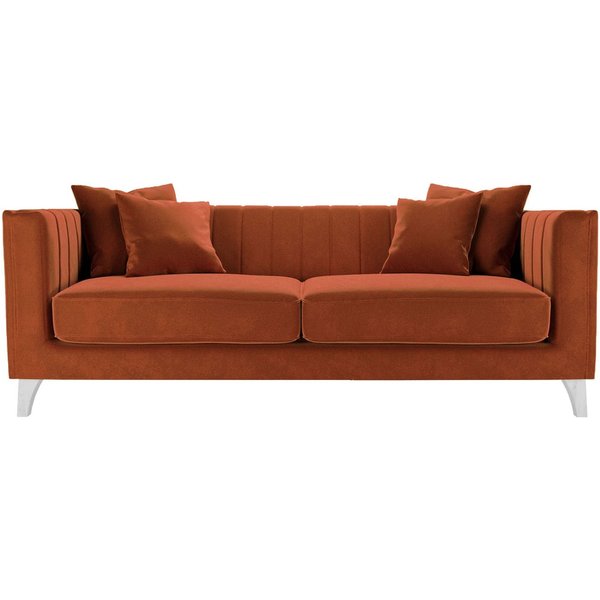 Barra 3 Seater Sofa, V 33 - Rust, Leg colour: white