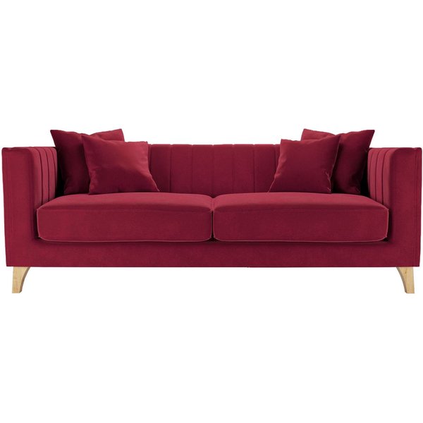 Barra 3 Seater Sofa, dark red, Leg colour: like oak