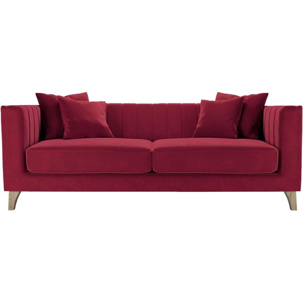 Barra 3 Seater Sofa, dark red, Leg colour: wax black