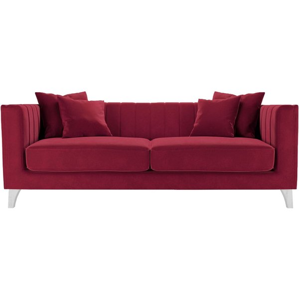 Barra 3 Seater Sofa, dark red, Leg colour: white