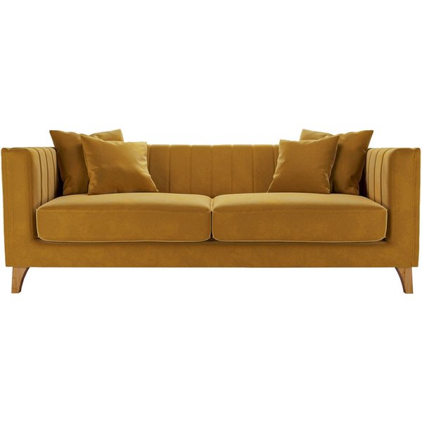 Barra 3 Seater Sofa, mustard, Leg colour: aveo