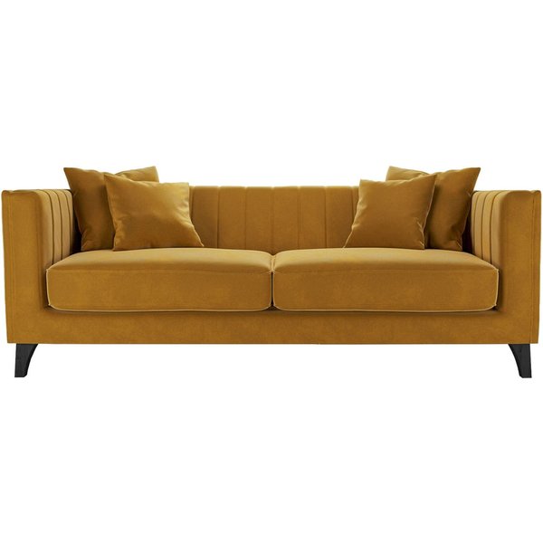 Barra 3 Seater Sofa, mustard, Leg colour: black
