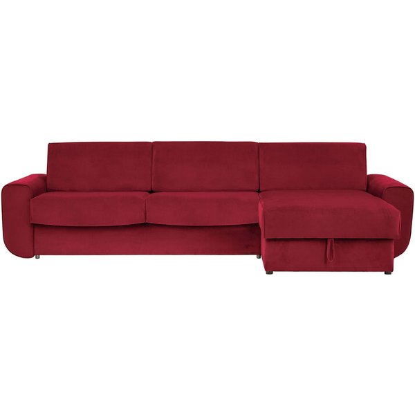 Salsa right hand corner sofa bed with storage, dark red