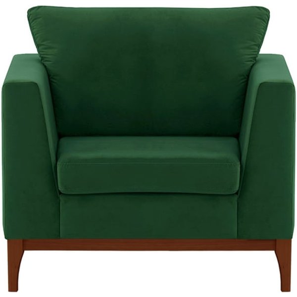 Gosena Wood Armchair, dark green, Leg colour: dark oak