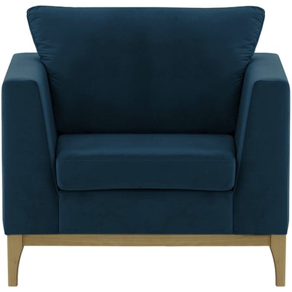 Gosena Wood Armchair, blue, Leg colour: wax black