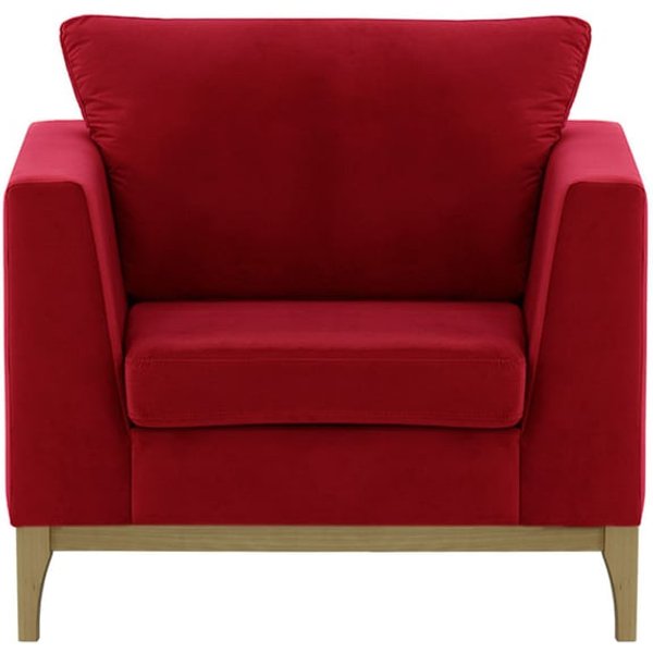Gosena Wood Armchair, dark red, Leg colour: wax black
