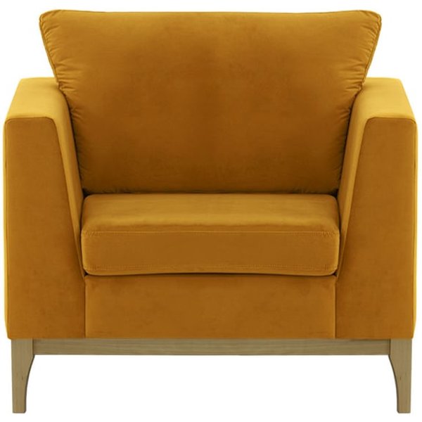 Gosena Wood Armchair, mustard, Leg colour: wax black