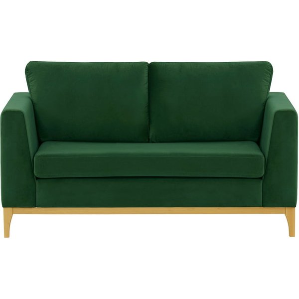 Gosena Wood 2 Seater Sofa, dark green, Leg colour: like oak