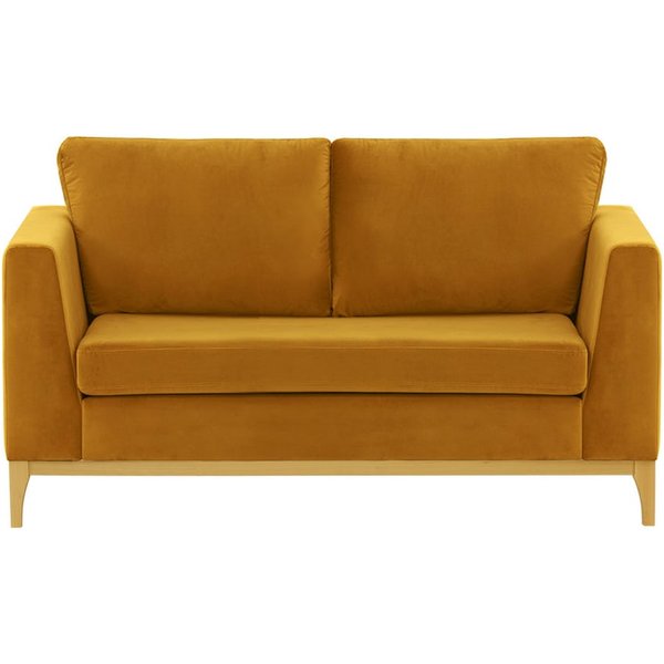Gosena Wood 2 Seater Sofa, mustard, Leg colour: like oak