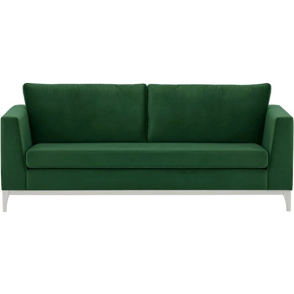 Gosena Wood 3 Seater Sofa, dark green, Leg colour: white