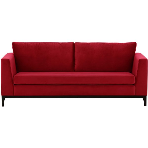 Gosena Wood 3 Seater Sofa, dark red, Leg colour: black
