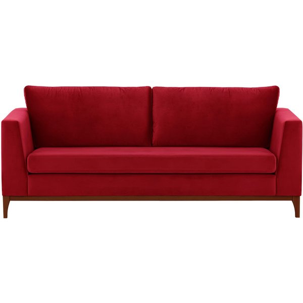 Gosena Wood 3 Seater Sofa, dark red, Leg colour: dark oak