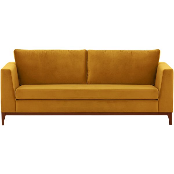 Gosena Wood 3 Seater Sofa, mustard, Leg colour: dark oak
