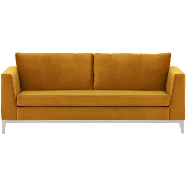 Gosena Wood 3 Seater Sofa, mustard, Leg colour: white
