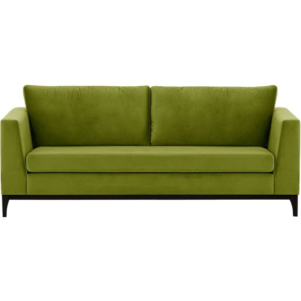 Gosena Wood 3 Seater Sofa, olive green, Leg colour: black
