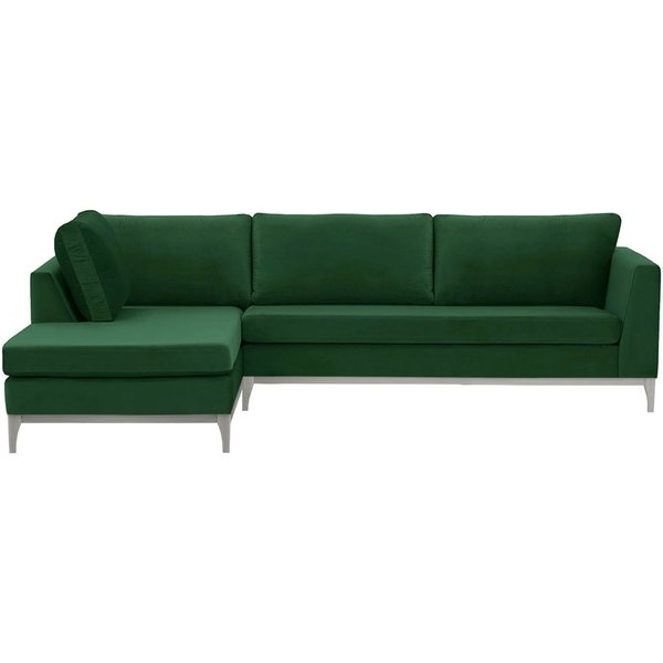 Gosena Wood Left-Hand Corner Sofa, dark green, Leg colour: white
