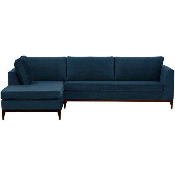 Gosena Wood Left-Hand Corner Sofa, blue, Leg colour: dark oak