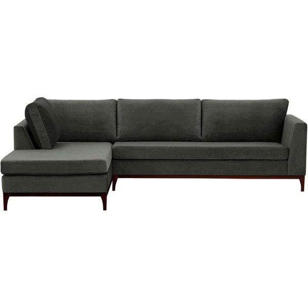 Gosena Wood Left-Hand Corner Sofa, graphite, Leg colour: black