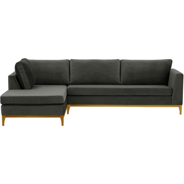 Gosena Wood Left-Hand Corner Sofa, graphite, Leg colour: like oak