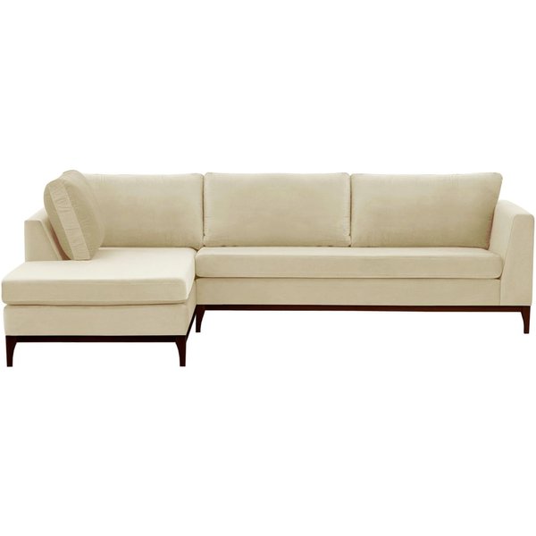 Gosena Wood Left-Hand Corner Sofa, light beige, Leg colour: black