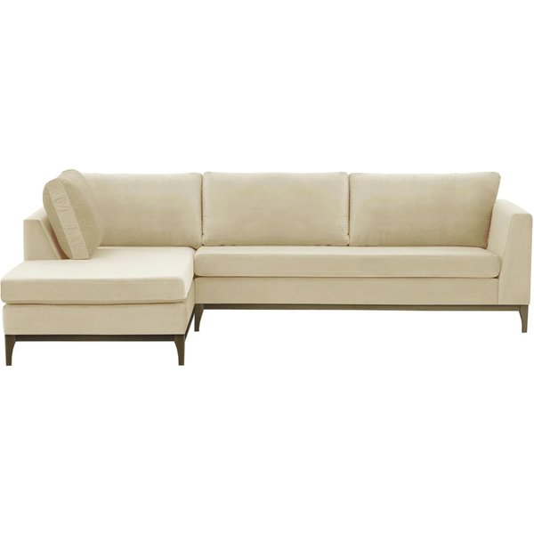 Gosena Wood Left-Hand Corner Sofa, light beige, Leg colour: wax black